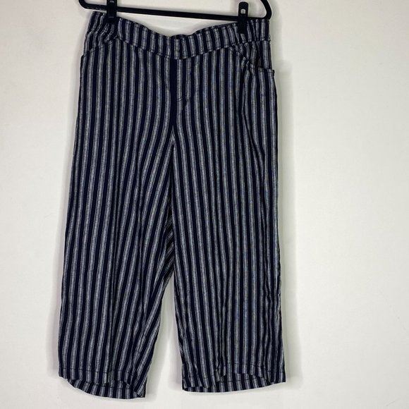 Lane Bryant Pants - New Lane Bryant Linen Striped Wide Leg Crop Pants Women's Size 14